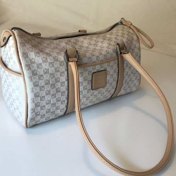 LIZ CLAIBORN PURSE, WHITE WITH BEIGE, LIKE NEW - Picture 1 of 3